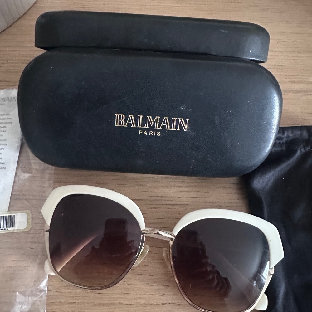 Balmain Ivory Sunglasses with Dark Brown Lenses - almost new